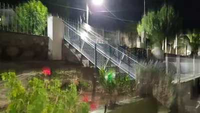 a blurry picture of a staircase in a garden at night at LUSANYUN 1 in Villa Independencia