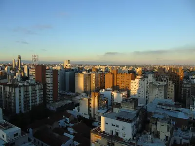 an aerial view of a city at sunset at Córdoba Centro Gran Ubicación Gran Vista in Cordoba