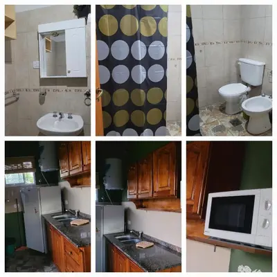 a collage of four pictures of a bathroom at Villacumbreazul in Cuesta Blanca