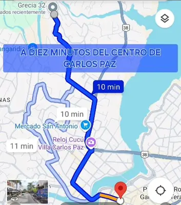a map of the milimeters del centro de carlos padlez at Altos de Grecia Cabaña 3 in Villa Carlos Paz