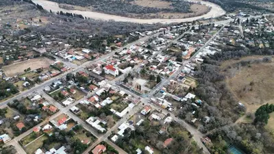 an aerial view of a city with houses at Suite en el corazón de Nono in Nono
