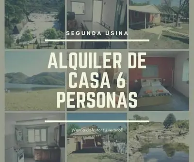 a collage of four pictures of a house at La casona Segunda Usina in Embalse