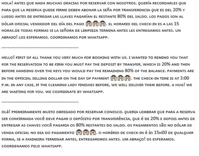a page of a document with a list of commands at ERA Residential Apartament in Cordoba